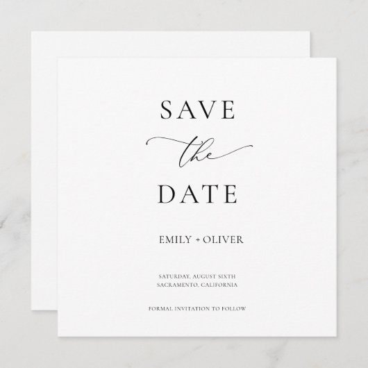 Eenvoudig modern zwart-wit vierkant sparen de Datu (Voorkant / Achterkant)