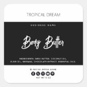 Eenvoudig modern zwart wit vierkante sticker (Voorkant)