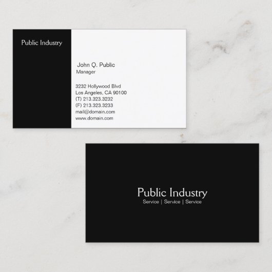 Eenvoudig, modern, zwart-wit visitekaartje (Voorkant / Achterkant)