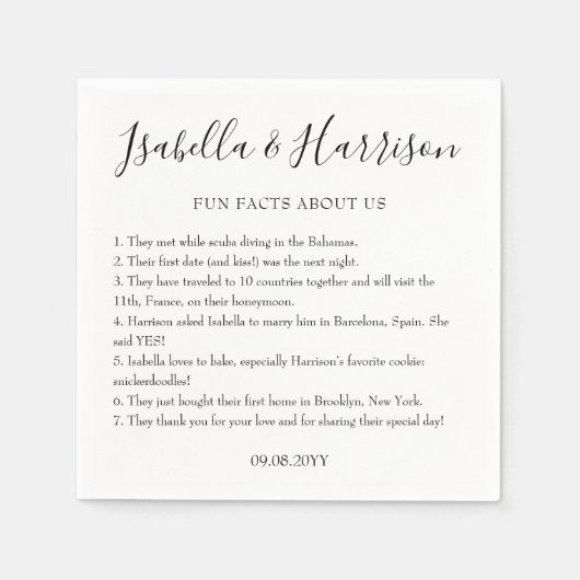 Eenvoudig modern zwart-wit voetballon huwelijk servet (Voorkant)