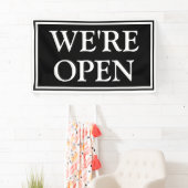 Eenvoudig, modern zwart wit Wij zijn Open Business Spandoek (Insitu)