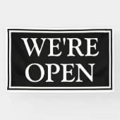 Eenvoudig, modern zwart wit Wij zijn Open Business Spandoek (Horizontaal)