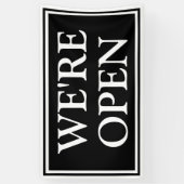Eenvoudig, modern zwart wit Wij zijn Open Business Spandoek (Verticaal)