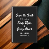 Eenvoudig modern zwart-witscript chic Wedding Save The Date