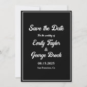 Eenvoudig modern zwart-witscript chic Wedding Save The Date (Voorkant)