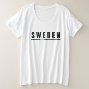 Eenvoudig Modern Zweden Letter Vlag Souvenir Grote Maat T-shirt