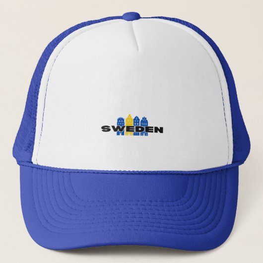 Eenvoudig Modern Zweden Zweeds land Vlag Souvenir Trucker Pet (Voorkant)