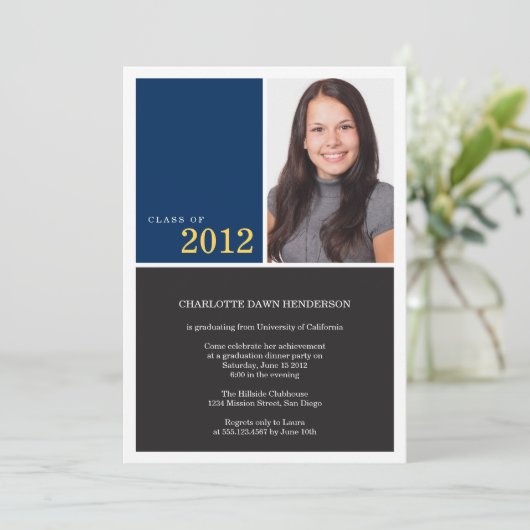 Eenvoudig moderne afstuderen-categorie uitnodiging (Staand voorkant)