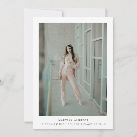Eenvoudig moderne Afstuderen fotokaart Bedankkaart (Voorkant)
