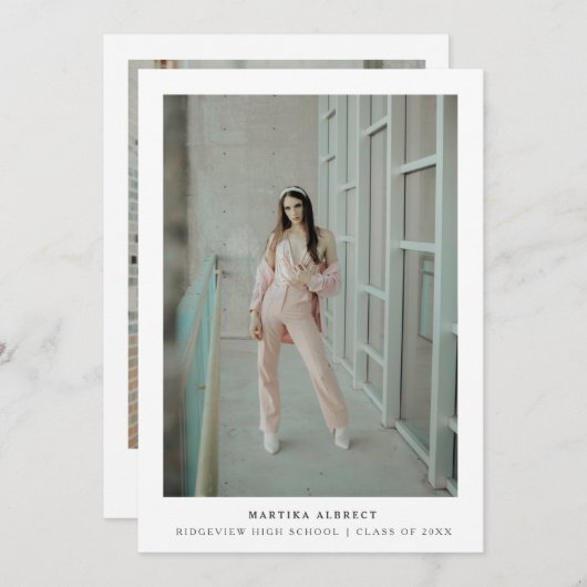 Eenvoudig moderne Afstuderen fotokaart Bedankkaart (Voorkant / Achterkant)