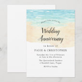 Eenvoudig Moderne Aquarel Strand Huwelijksjubileum Kaart (Voorkant / Achterkant)