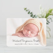 Eenvoudig moderne Baby Foto geboorteaankondiging Aankondiging (Staand voorkant)