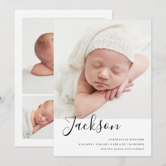 Eenvoudig moderne Baby Foto geboorteaankondiging Aankondiging (Voorkant / Achterkant)