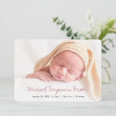Eenvoudig moderne Baby Foto geboorteaankondiging Aankondiging (Staand voorkant)