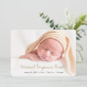 Eenvoudig moderne Baby Foto geboorteaankondiging Aankondiging (Staand voorkant)