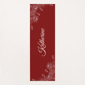 Eenvoudig Moderne Bloemrijke Script Naam Burgundy Yogamat (Voorkant)
