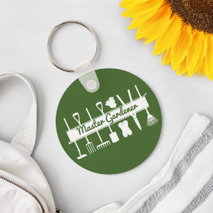 Eenvoudig moderne bosgroene Master Gardener Sleutelhanger