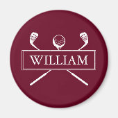 Eenvoudig moderne burgundy aangepaste naam golfbal magneet (Voorkant)