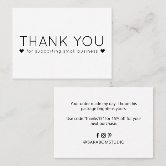 Eenvoudig Moderne Dank u Visitekaartjes (Voorkant / Achterkant)