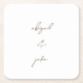 Eenvoudig Moderne Gouden Script Namen Bruiloft Kartonnen Onderzetters (Voorkant)