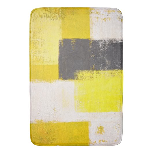 "Eenvoudig moderne" grijze en gele Abstracte kunst Badmat (Voorkant Verticaal)
