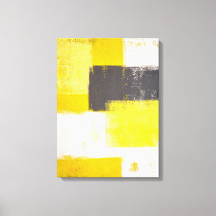 "Eenvoudig moderne" grijze en gele Abstracte kunst Canvas Afdruk