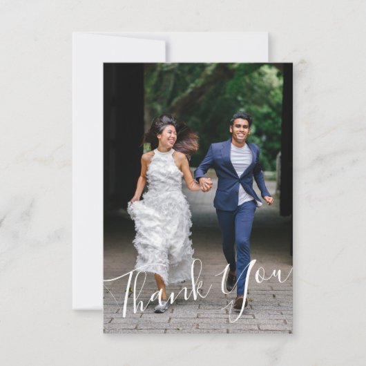 Eenvoudig Moderne Hand Lettered Weddenschap 2 Aang Bedankkaart (Voorkant)