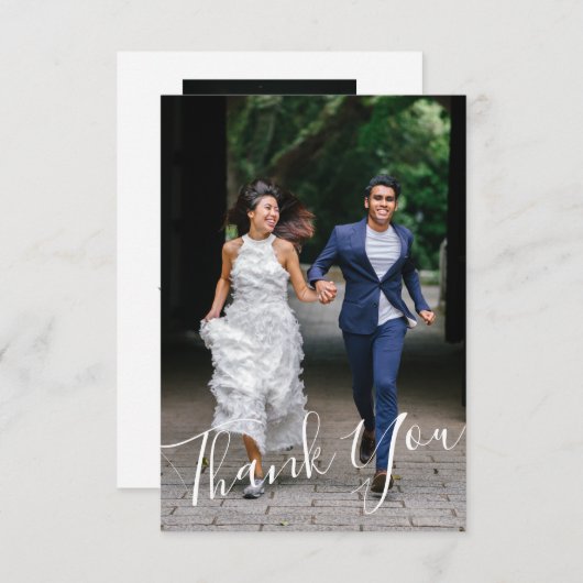 Eenvoudig Moderne Hand Lettered Weddenschap 2 Aang Bedankkaart (Voorkant / Achterkant)