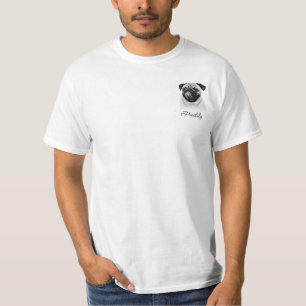 Eenvoudig moderne huisdier foto & naam zwart-wit t-shirt