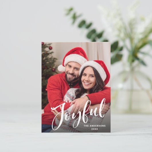 Eenvoudig Moderne kerstfeestdag met fotografie Briefkaart (Staand voorkant)