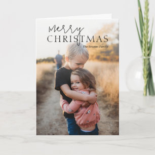 Eenvoudig moderne kerstfoto feestdagen kaart