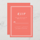 Eenvoudig moderne koraalwitte RSVP (Voorkant / Achterkant)