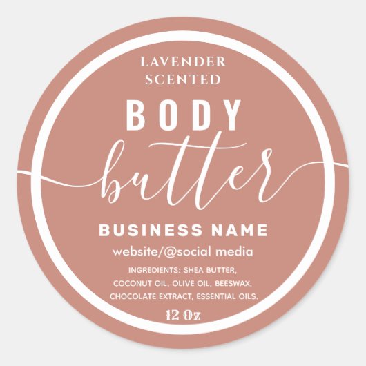 Eenvoudig Moderne label voor script body butter (Voorkant)