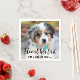 Eenvoudig Moderne Lieve Foto Grappige Hond Trouwfe Servet