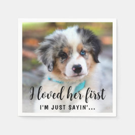 Eenvoudig Moderne Lieve Foto Grappige Hond Trouwfe Servet