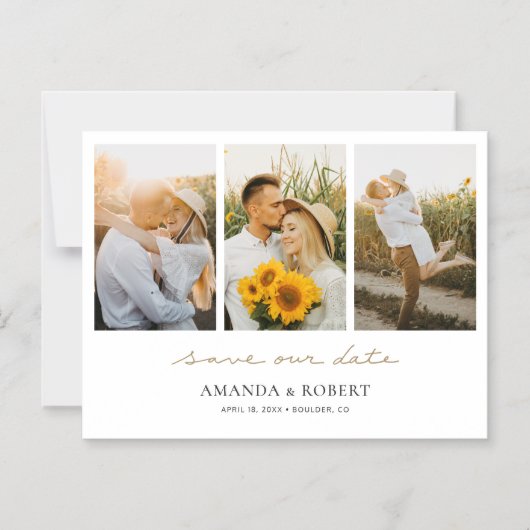 Eenvoudig Moderne multi-fotocollage slaat de datum Magnetische Uitnodiging (Voorkant)