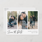 Eenvoudig Moderne multi-fotocollage slaat de datum Uitnodiging Briefkaart (Voorkant / Achterkant)