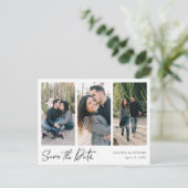 Eenvoudig Moderne multi-fotocollage slaat de datum Uitnodiging Briefkaart (Staand voorkant)