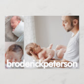 Eenvoudig Moderne Nieuwe Geboortefoto Pasgeborene Aankondiging (Achterkant)