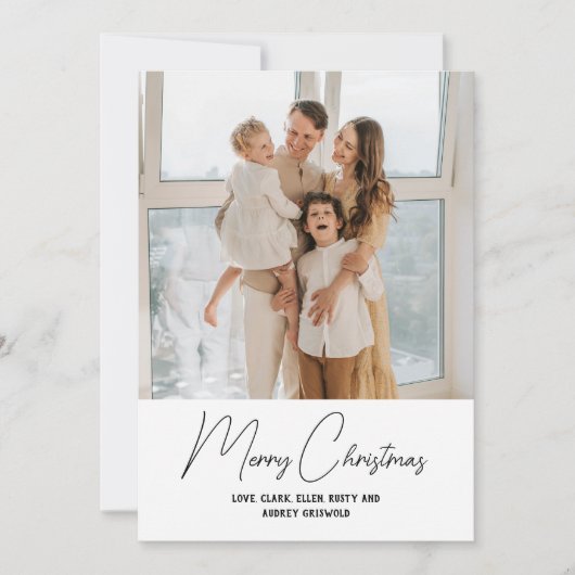 Eenvoudig Moderne Prettig Kerst Script Verticaal Feestdagenkaart (Voorkant)