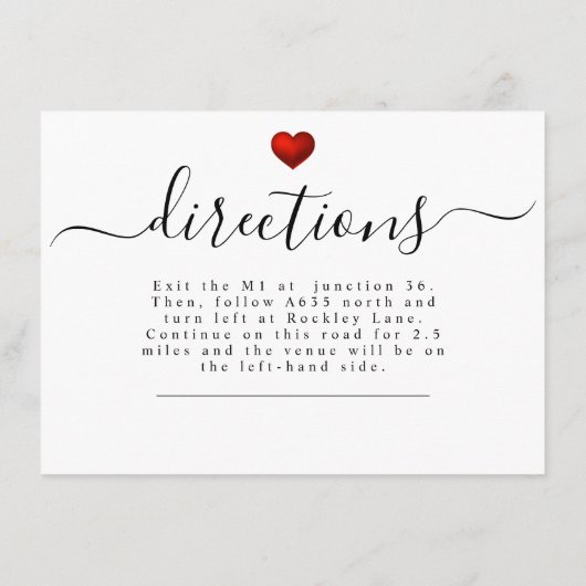 Eenvoudig moderne Rode Heart Weddenschap Informatiekaartje (Achterkant)