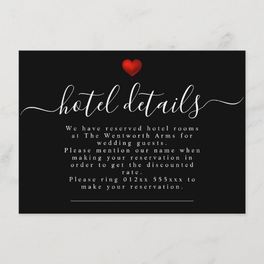 Eenvoudig moderne Rode Heart Weddenschap Informatiekaartje (Voorkant)
