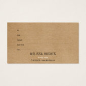 Eenvoudig Moderne Rustieke Kraft Cadeaubon Visitekaartje (Achterkant)