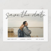 Eenvoudig Moderne Tekstrand Witte multi-foto Save The Date (Voorkant)