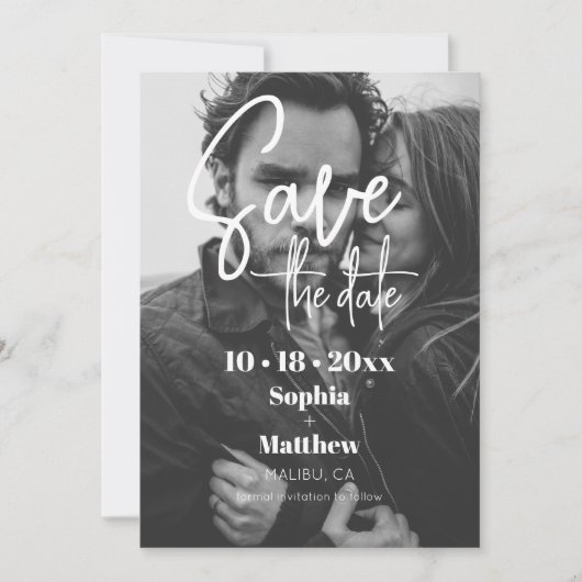 Eenvoudig moderne trouwfoto Save The Date (Voorkant)