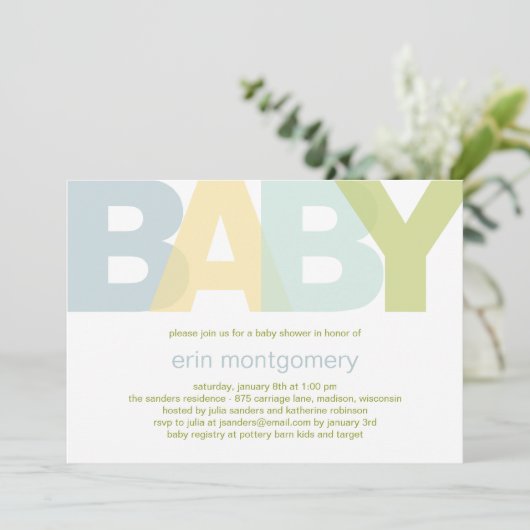 Eenvoudig Moderne uitnodiging tot Baby shower - Jo (Staand voorkant)