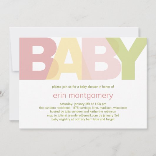 Eenvoudig moderne uitnodiging tot Baby shower - me (Voorkant)