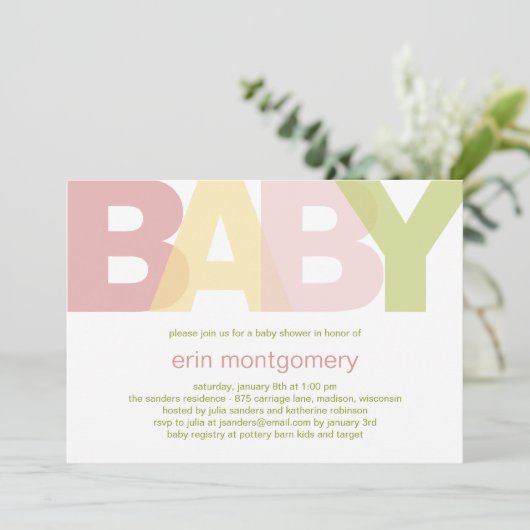 Eenvoudig moderne uitnodiging tot Baby shower - me (Staand voorkant)