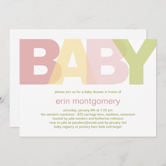 Eenvoudig moderne uitnodiging tot Baby shower - me (Voorkant / Achterkant)