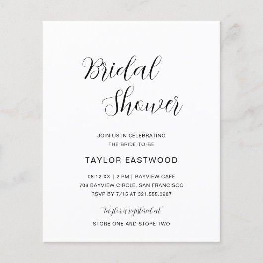 Eenvoudig Moderne uitnodiging van de Bridal van de Flyer (Voorkant)